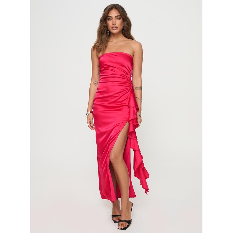 Callita Strapless Maxi Dress Red