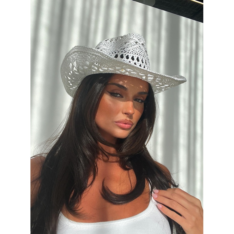 Jayceon Beaded Cowboy Hat White
