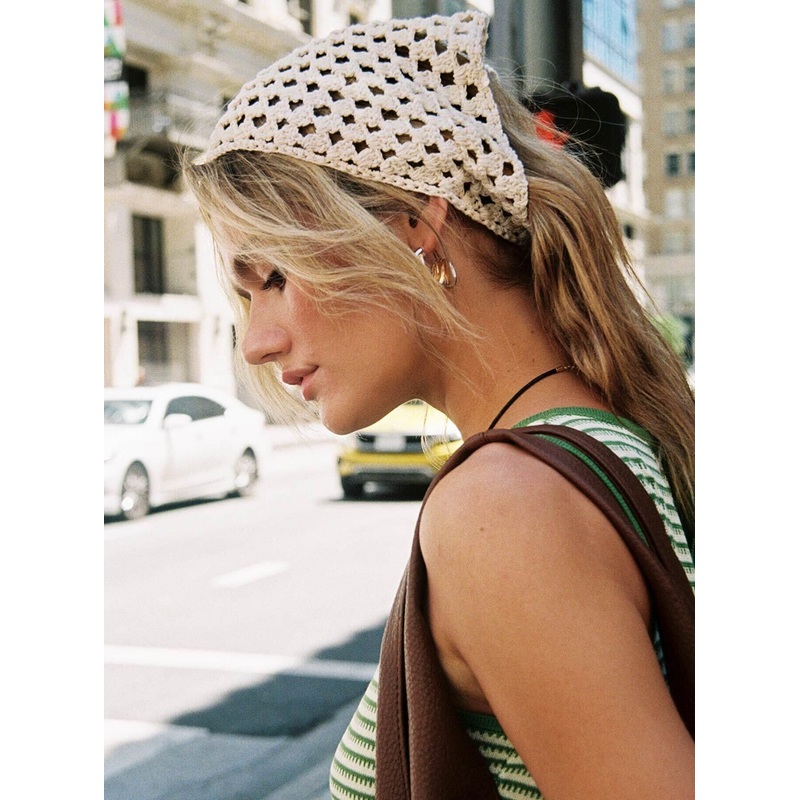 Purley Crochet Hair Scarf White