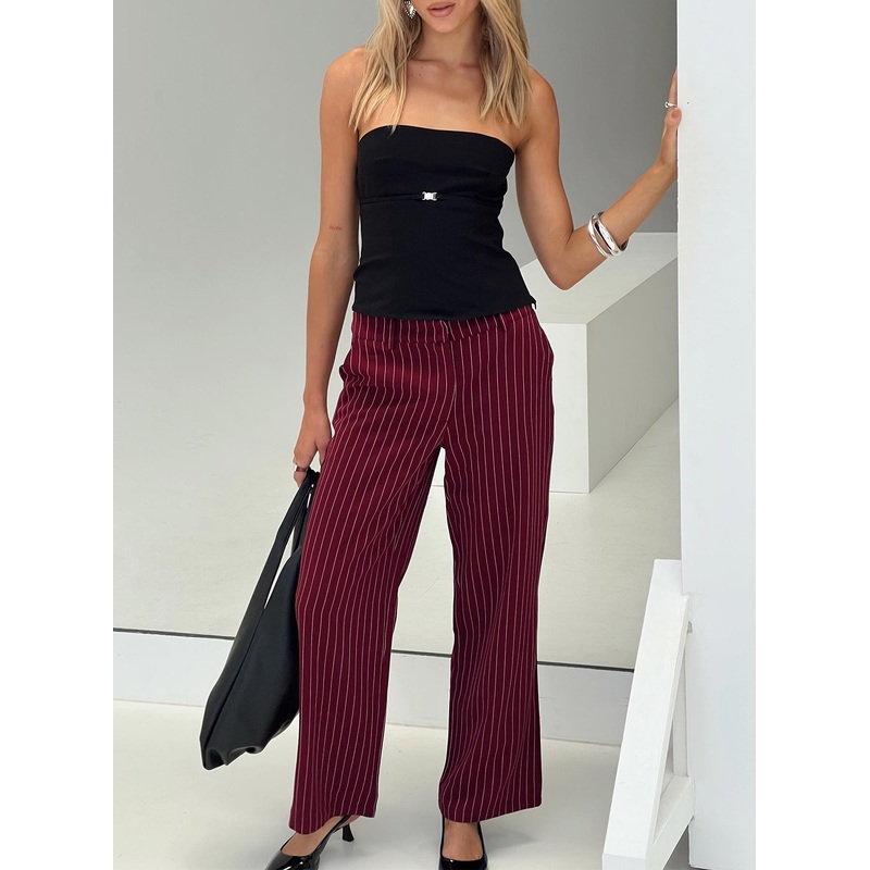 Aquaville Pants Burgundy Pinstripe