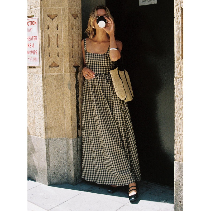 Cartmel Check Maxi Dress Black / Cream