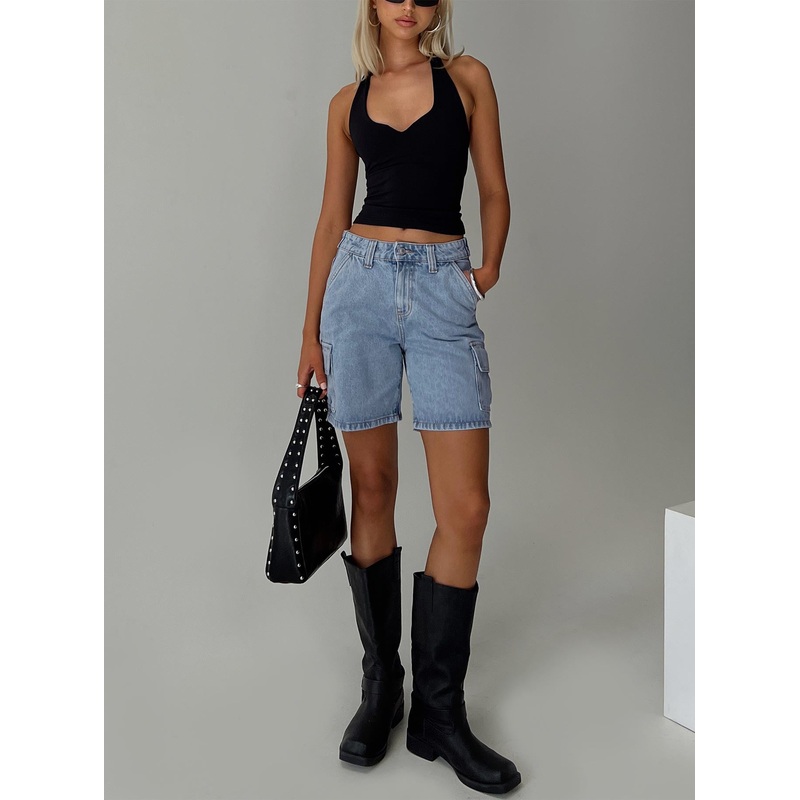 Mika Carpenter Denim Shorts Light Wash