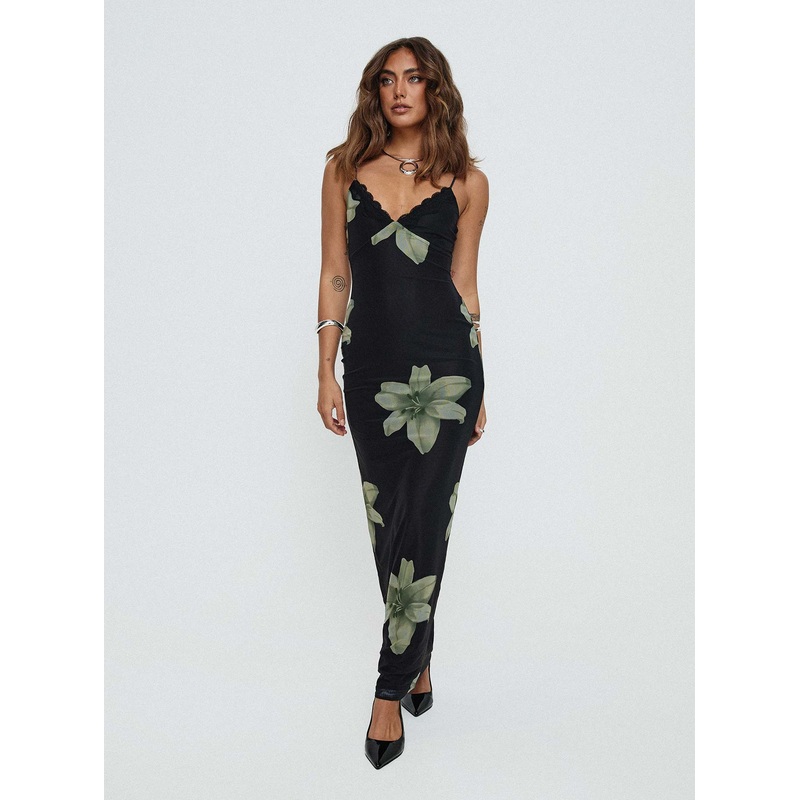 Stardrop Maxi Dress Black Floral