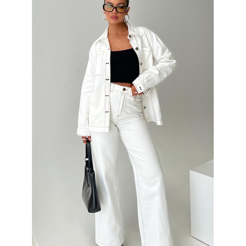 Zephee Wide Leg Jeans Cream