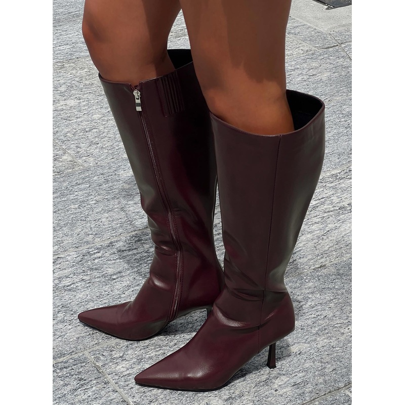 Harrie Knee High Boots Burgundy