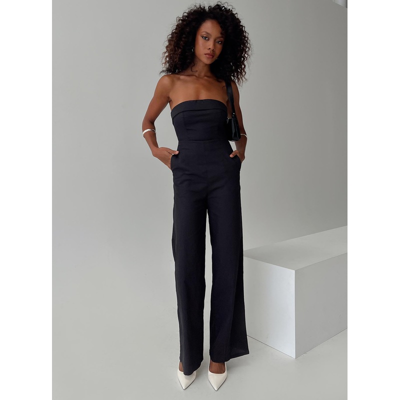 Luster Strapless Jumpsuit Black