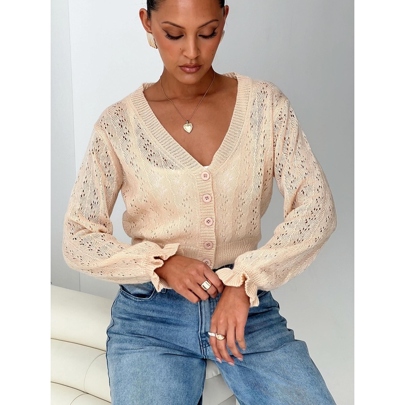 Lyric Cropped Cardigan Beige