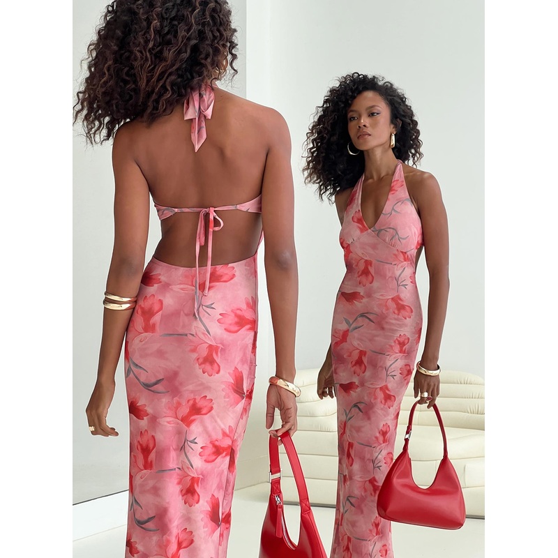 Maillard Halter Maxi Dress Pink