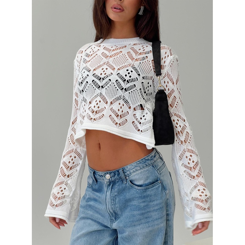 Aileen Crochet Sweater White