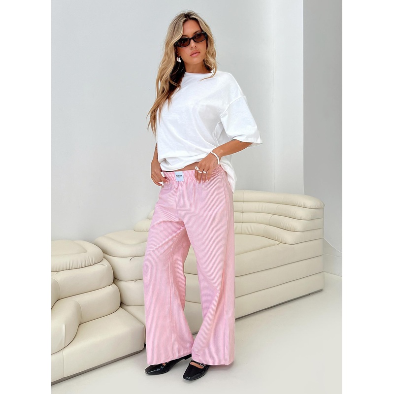 Beach House Pants Pink / White