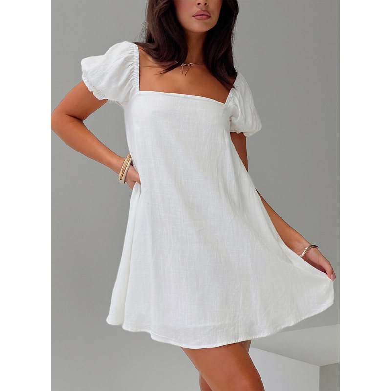 Beyond Linen Blend Mini Dress White