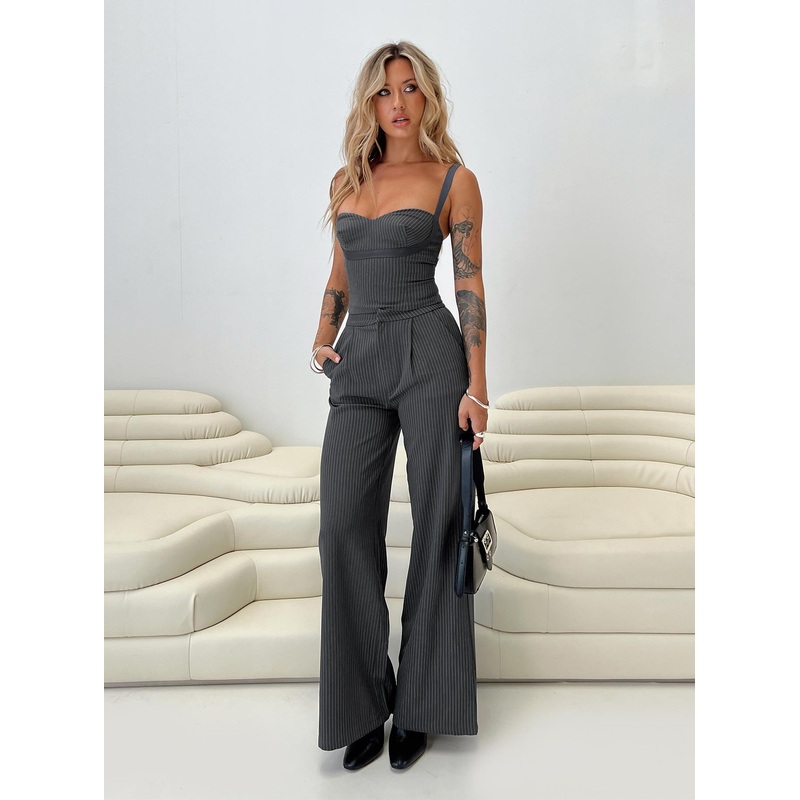 Briana Set Charcoal Pinstripe
