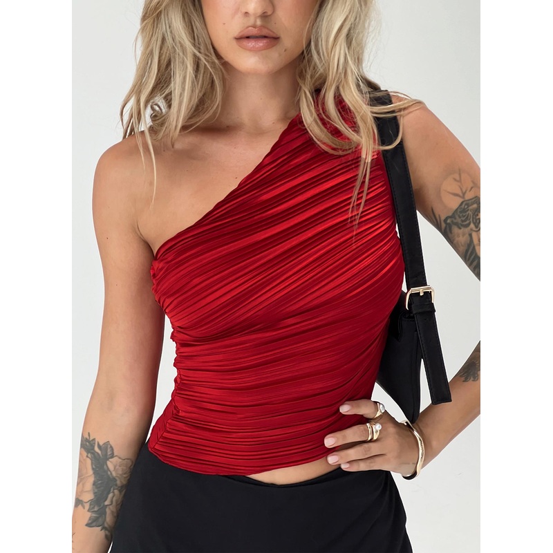 Brinstead One Shoulder Top Red