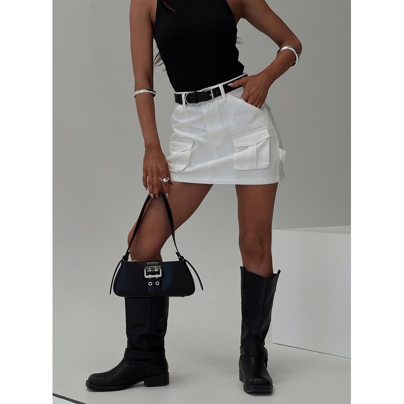Chillders Denim Mini Skirt White