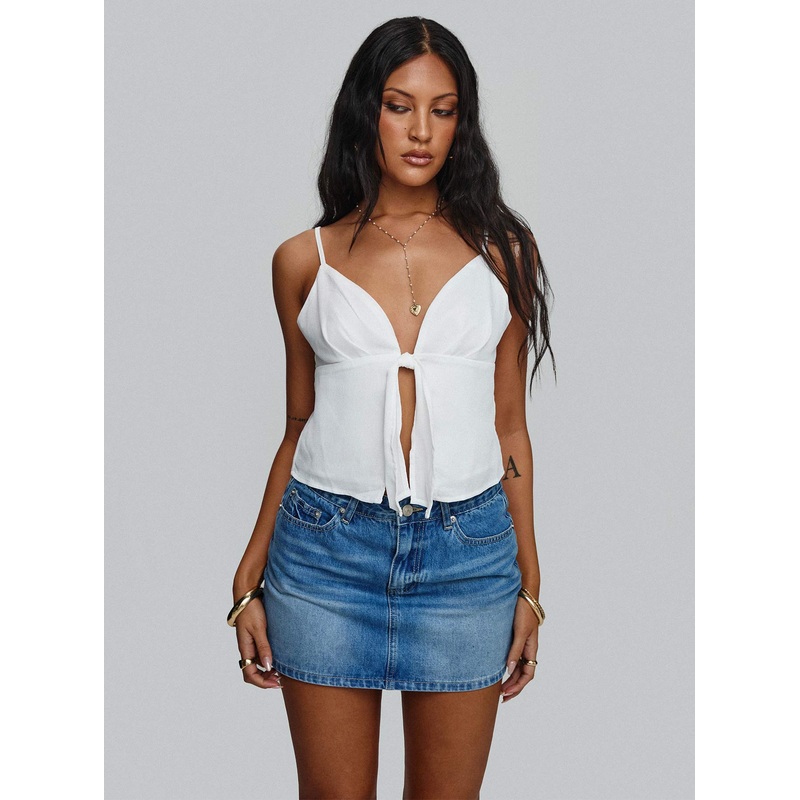 Paulette Denim Mini Skirt Light Wash