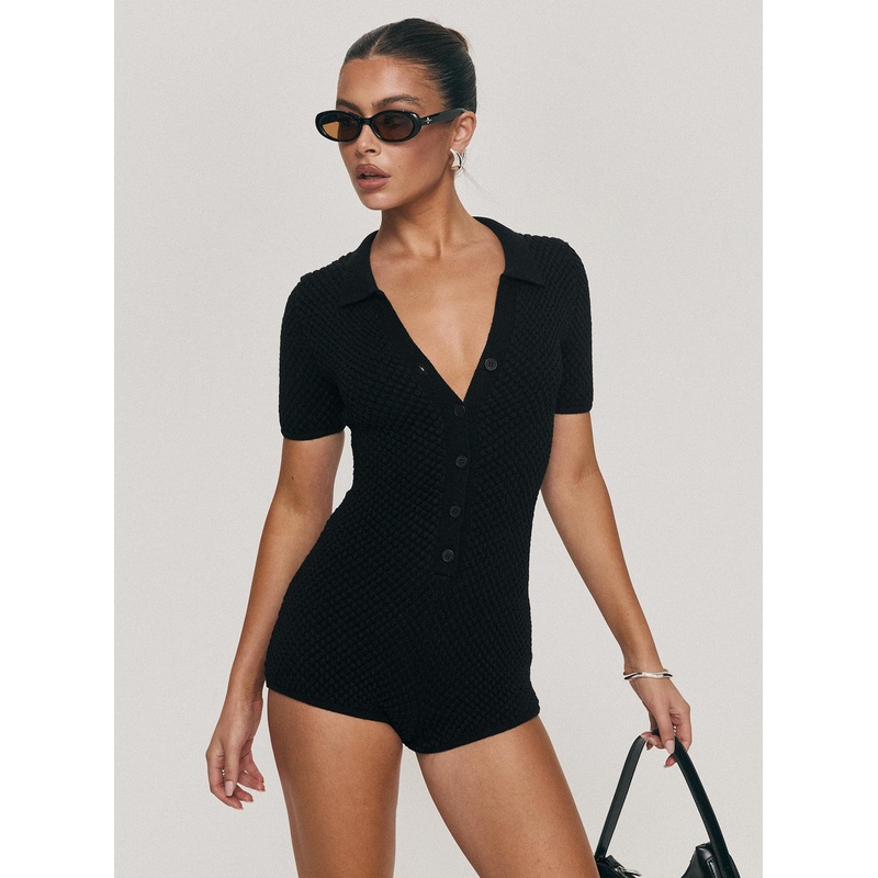 Syleem Knit Romper Black