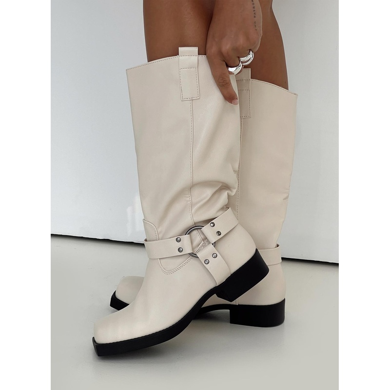 Wrecked Western Boots Cream