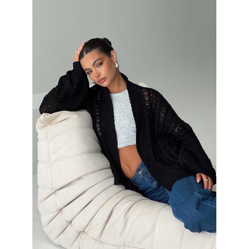 Abner Cable Cardigan Black