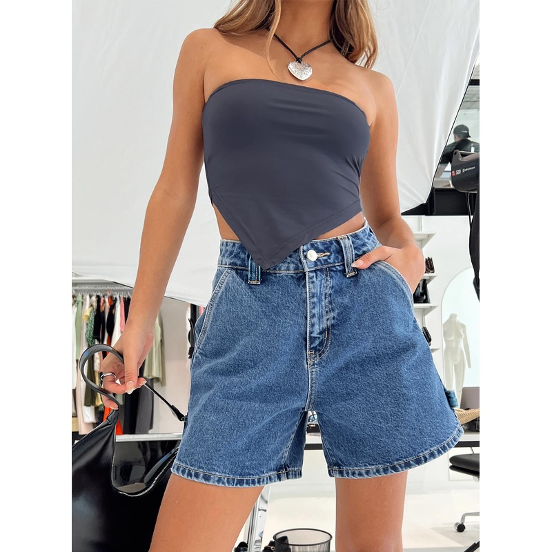 Lou Carpenter Denim Shorts Mid Wash Lower Impact