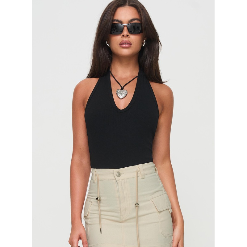 Find You Halter Bodysuit Black