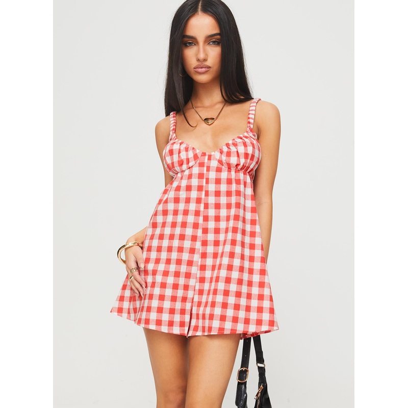 Jorda Romper Red Gingham
