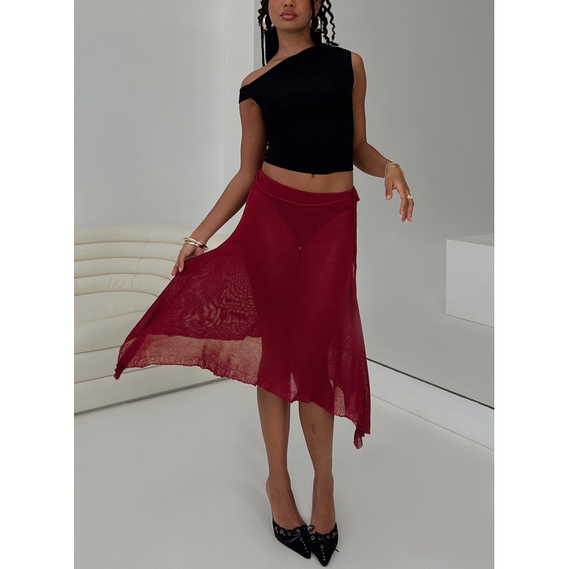 Leysa Midi Skirt Red