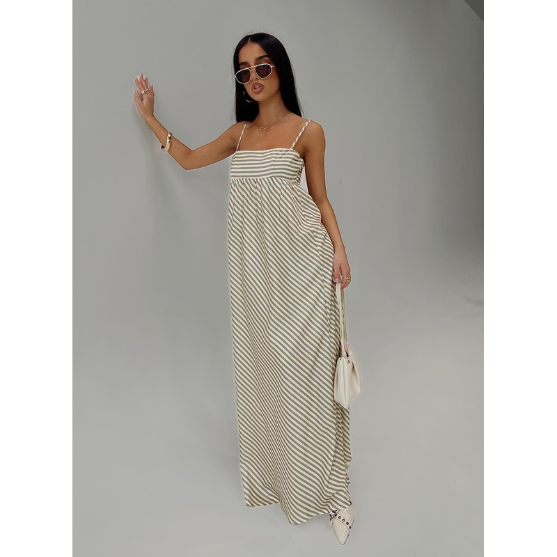 Pansotti Maxi Dress Beige / White Stripe