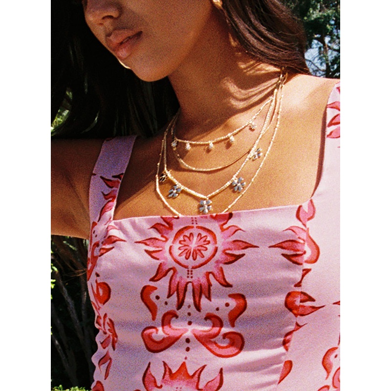 Agnolotti Flower Multi Necklace Gold
