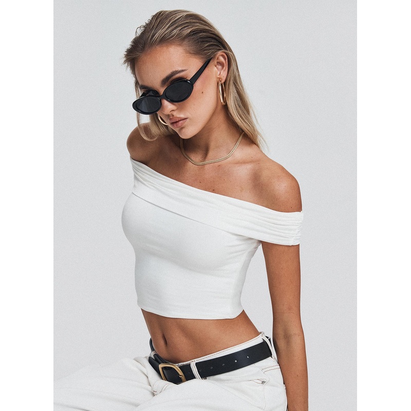 Channel Off The Shoulder Top White