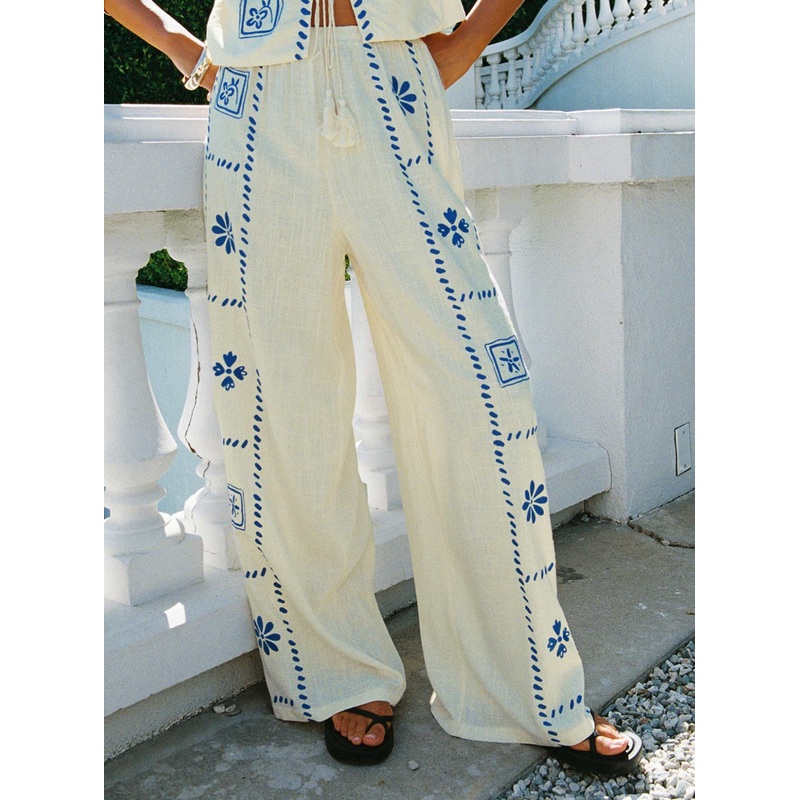 Grazia Pants Cream / Blue