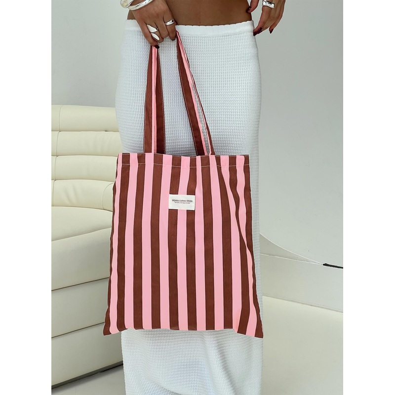 Lelande Striped Tote Bag Pink/brown