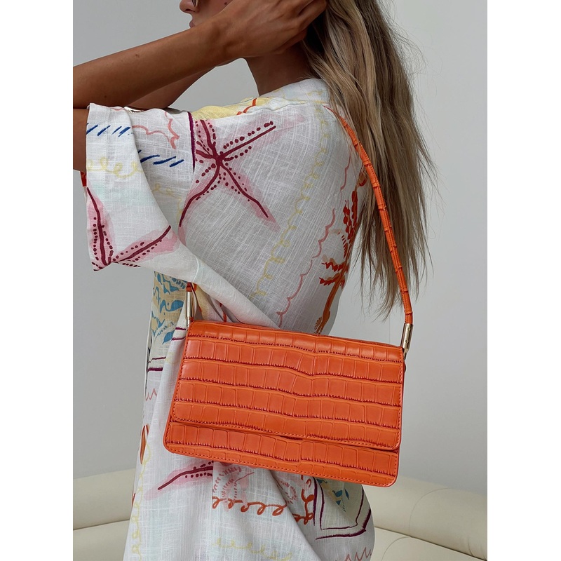 Moshe Croc Shoulder Bag Orange