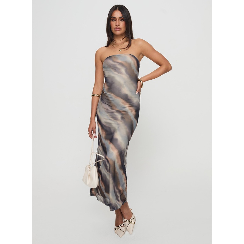 Pinacle Strapless Maxi Dress Brown