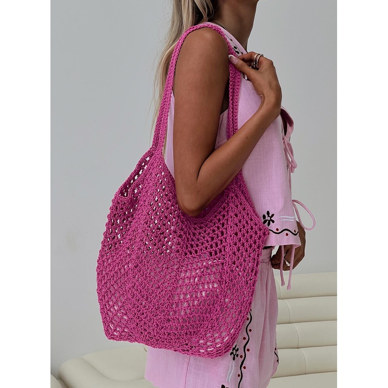 Saddler Crochet Tote Pink
