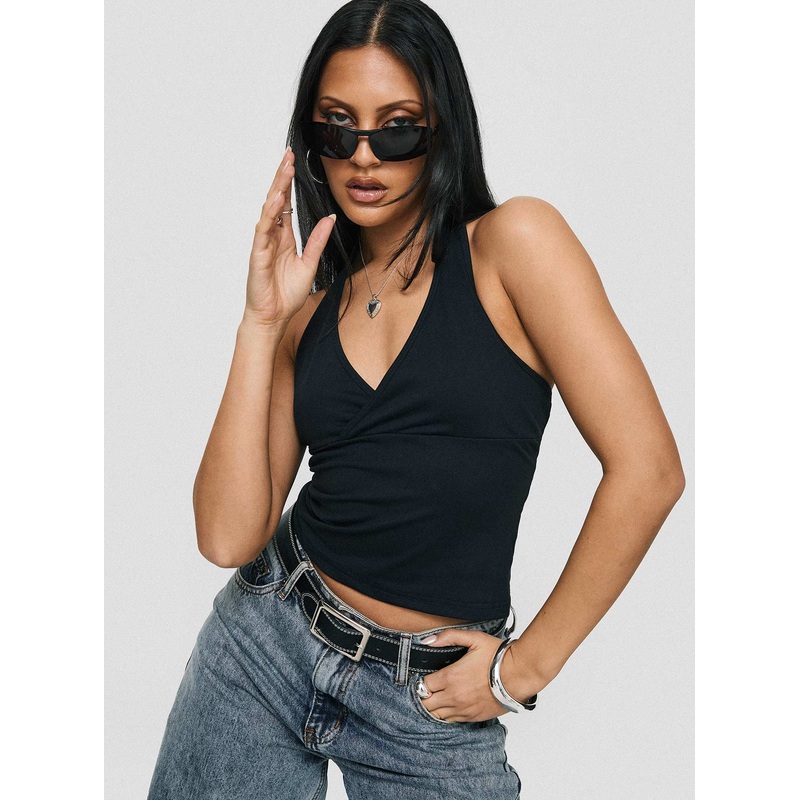 Stand By Halter Top Black