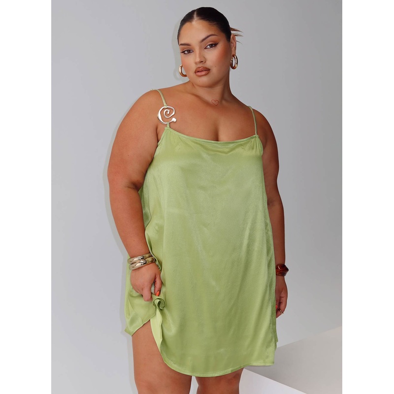 Apple Cider Mini Dress Green Curve