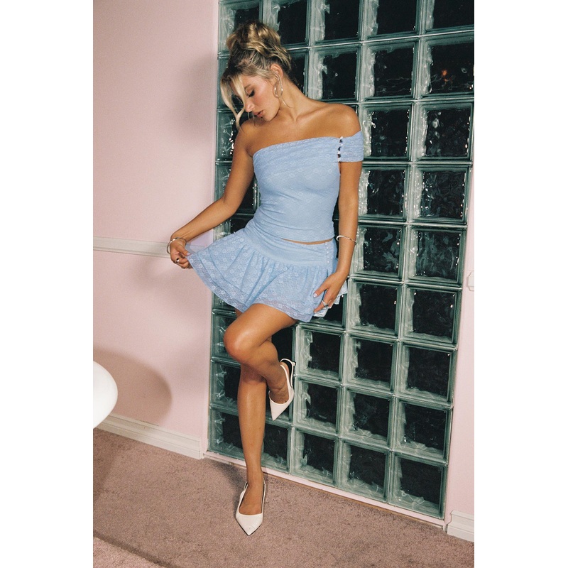 Believe In Paradise Mesh Mini Skort Blue