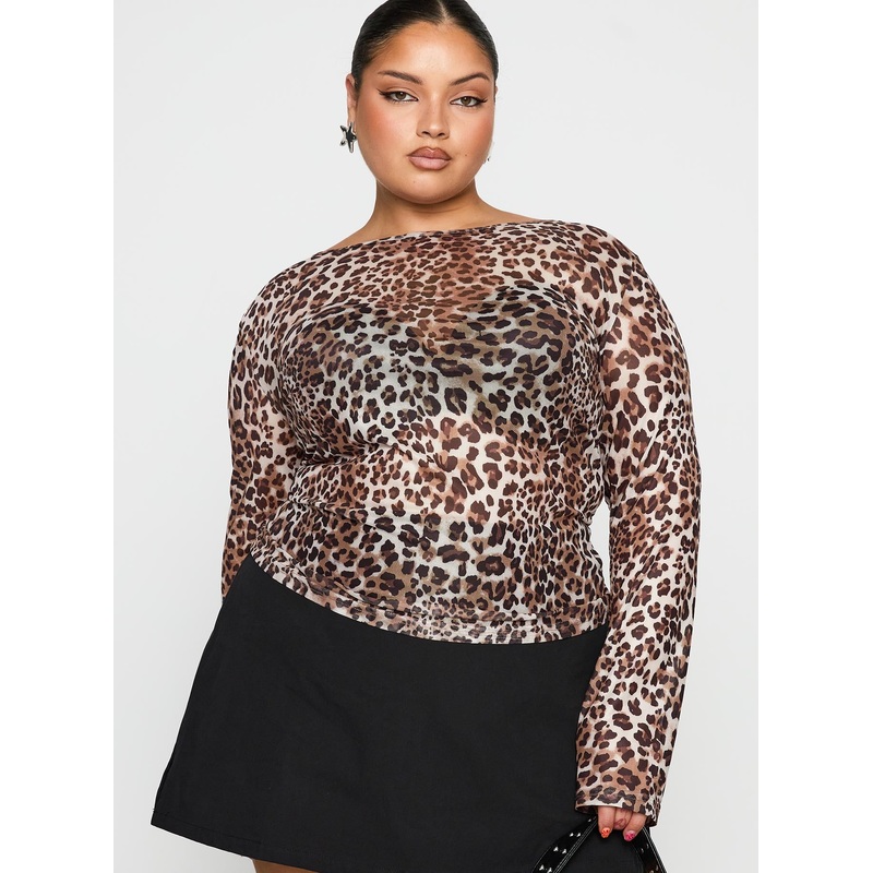 Believe Me Long Sleeve Top Leopard Curve