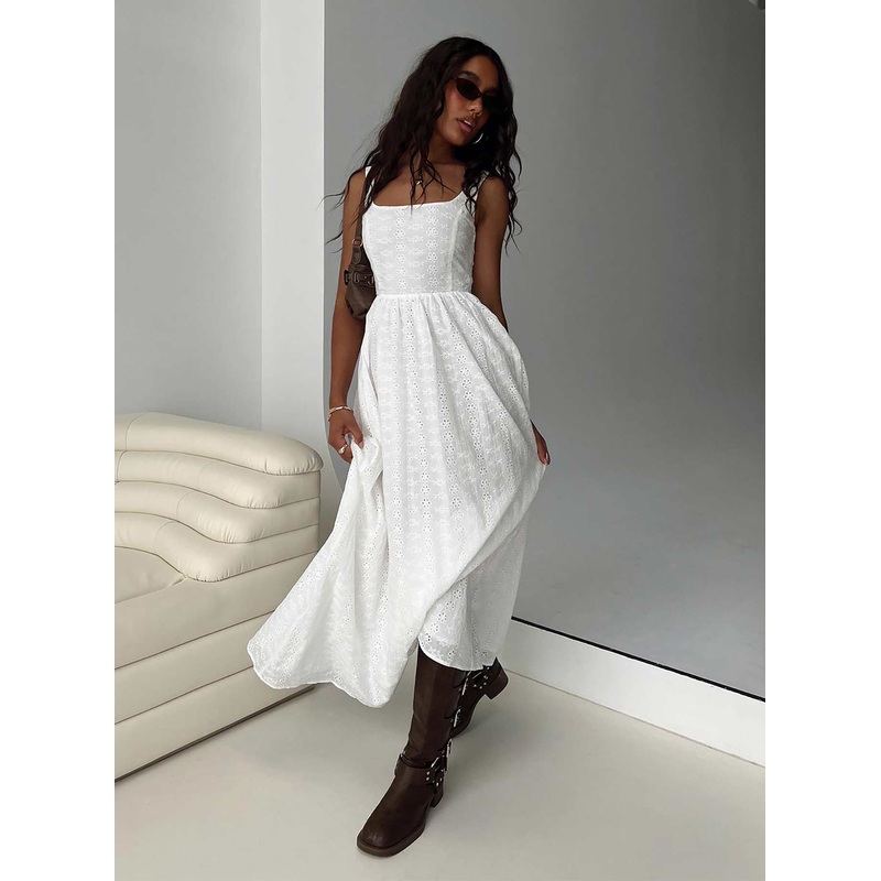 Cartmel Broderie Maxi Dress White