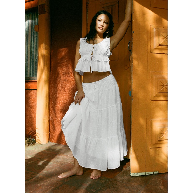 Cherry On Top Maxi Skirt White