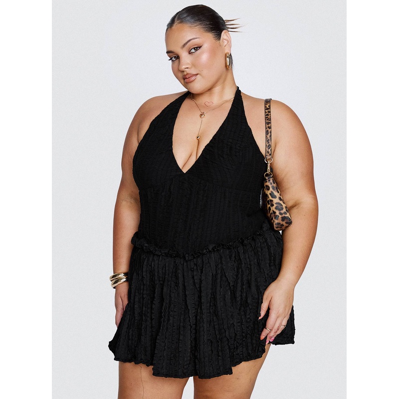 Mixie Halter Romper Black Curve