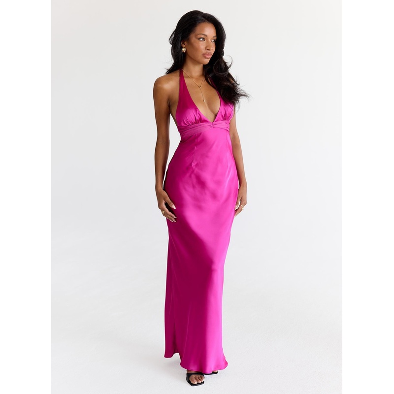 Odyssa Halter Maxi Dress Magenta