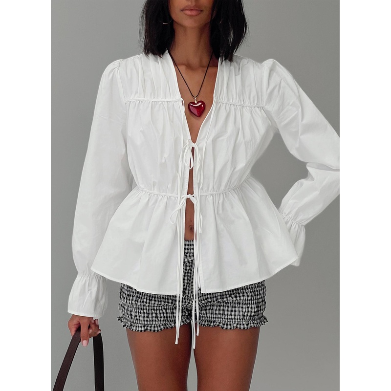 Scarlotte Bow Tie Top White