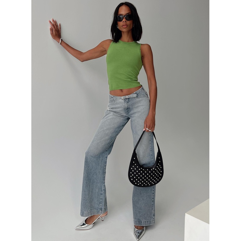 Slow Ride Belted Jeans Light Blue