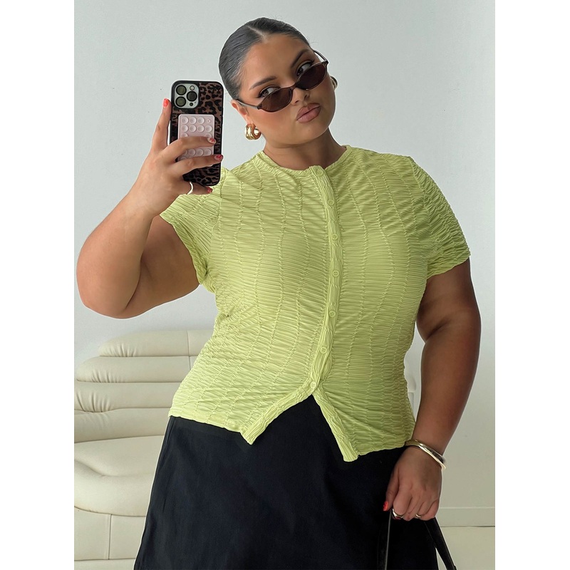 Suzu Textured Top Green Curve