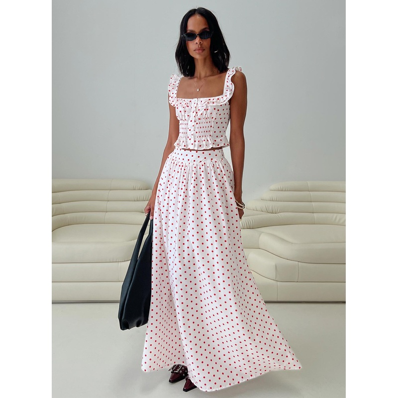 Valerio Maxi Skirt White / Red