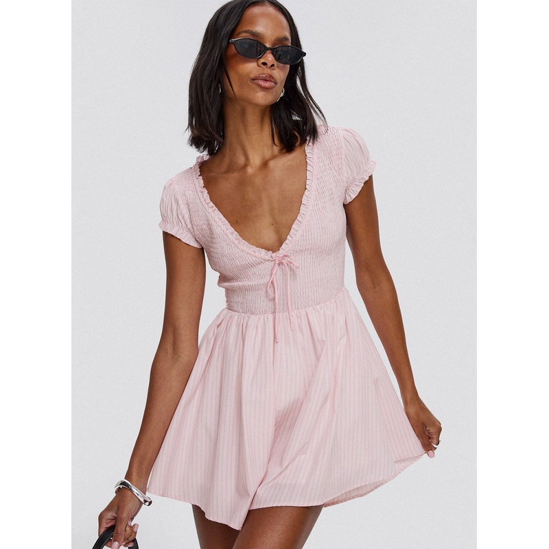 Wescott Stripe Playsuit Pink / White
