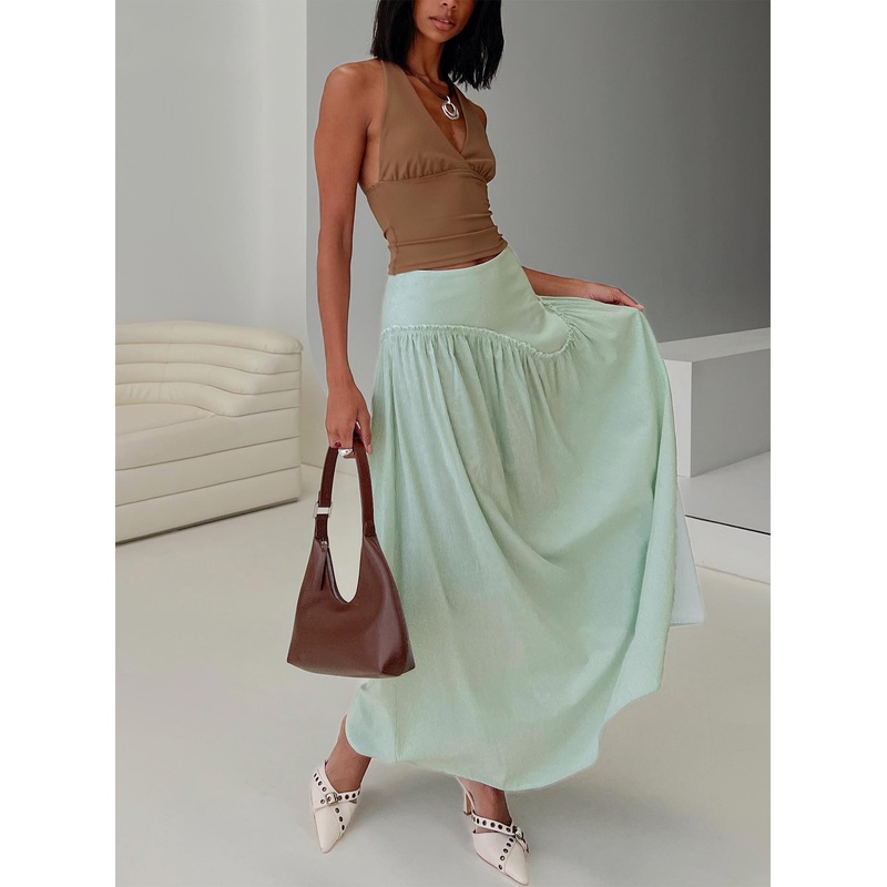 Yasemine Maxi Skirt Green / White