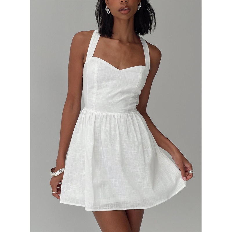Zolena Halter Mini Dress White