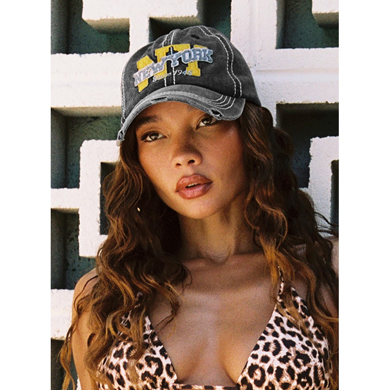 Back To Back Distressed Cap Black